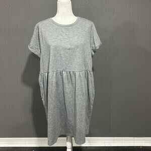 LOFT SWING TEE POCKET DRESS BUTTON BACK SUPER SOFT GRAY XL